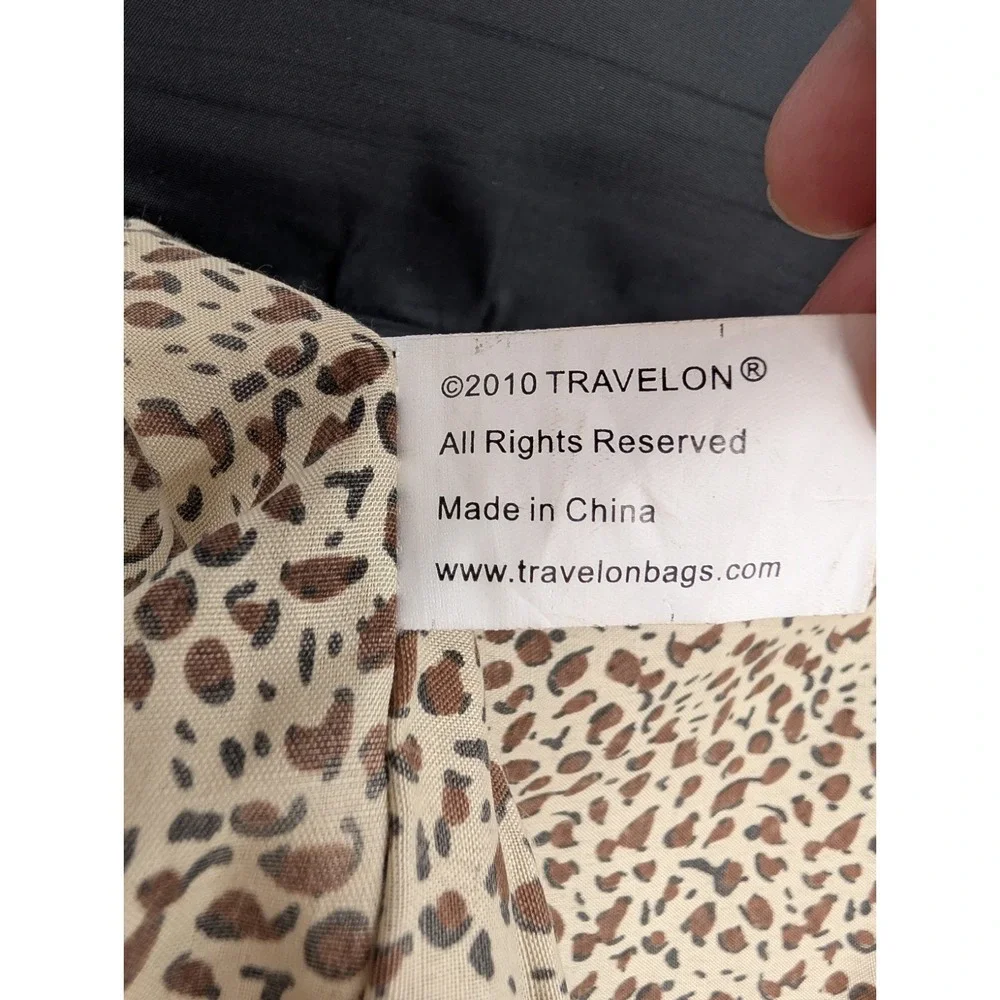 Travelon‎ Anti-Theft Black Crossbody Travel Bag RFID Organizer Leopard Lining